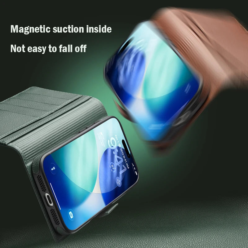 Leder Flip-Hülle mit Kartenfach für iPhone 17 Pro