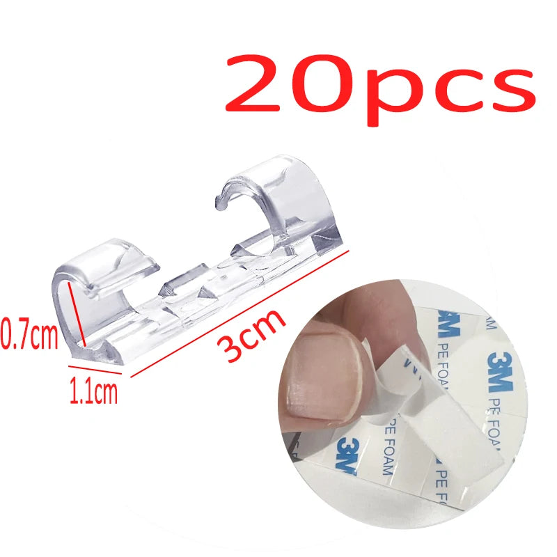 Self-adhesive USB cable clips for organization at home and office