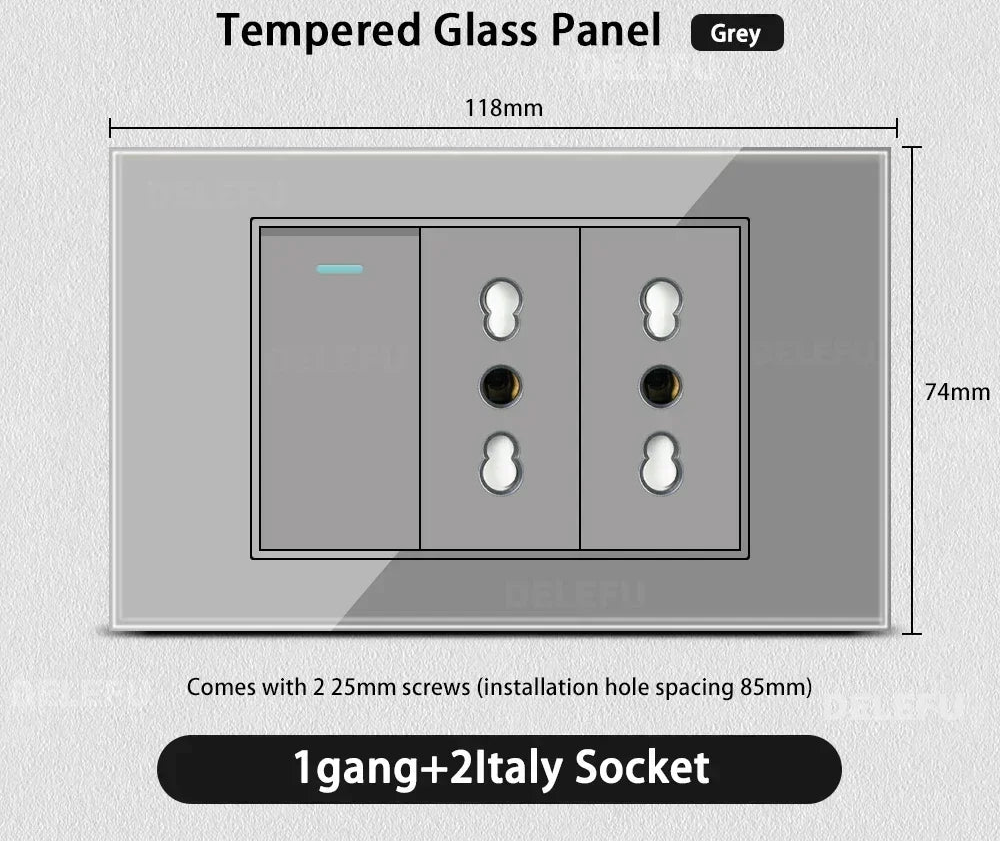 Grau Glas Smart Steckdose USB C & Wifi Schalter