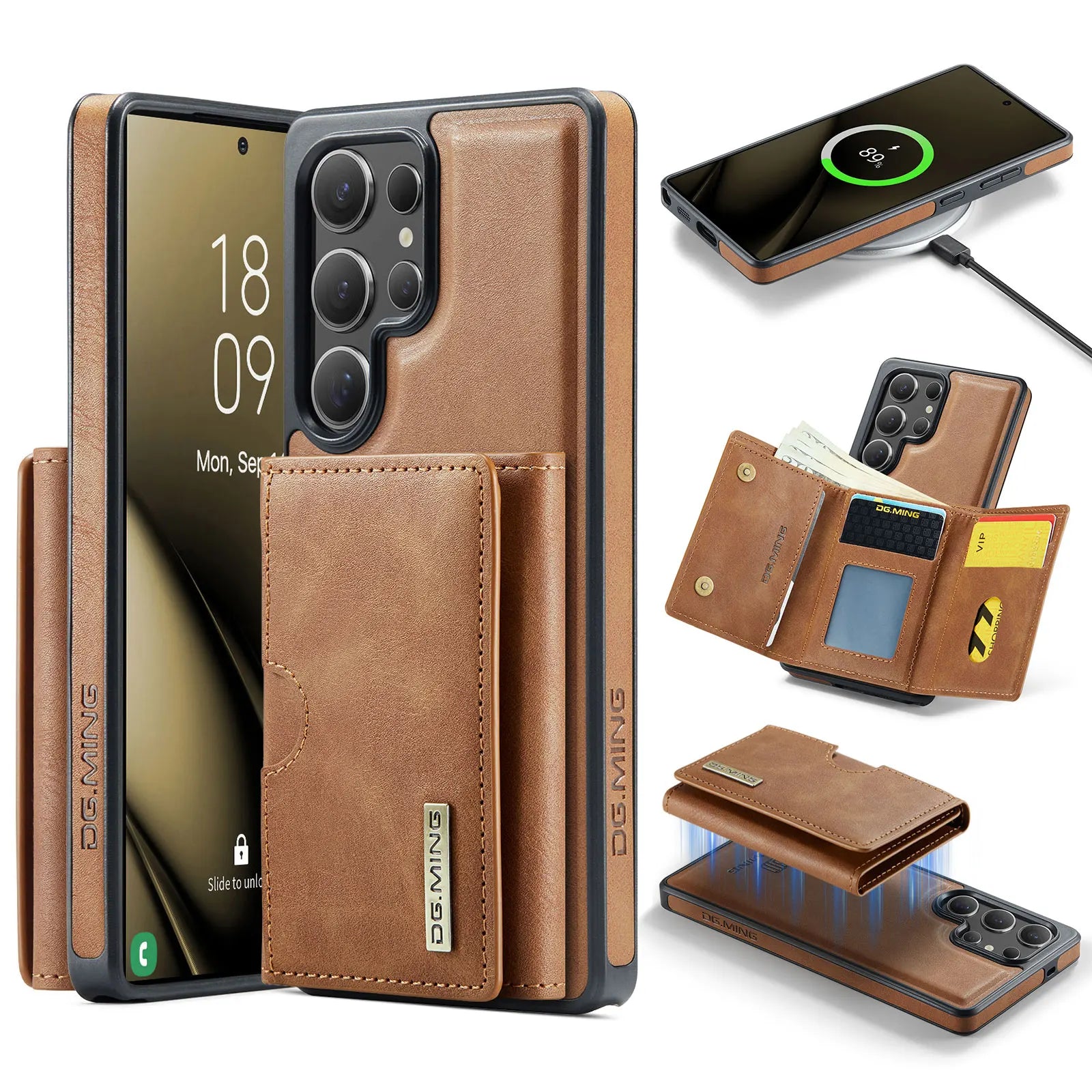 Magnetische Leder Brieftasche für Galaxy S25 Serie
