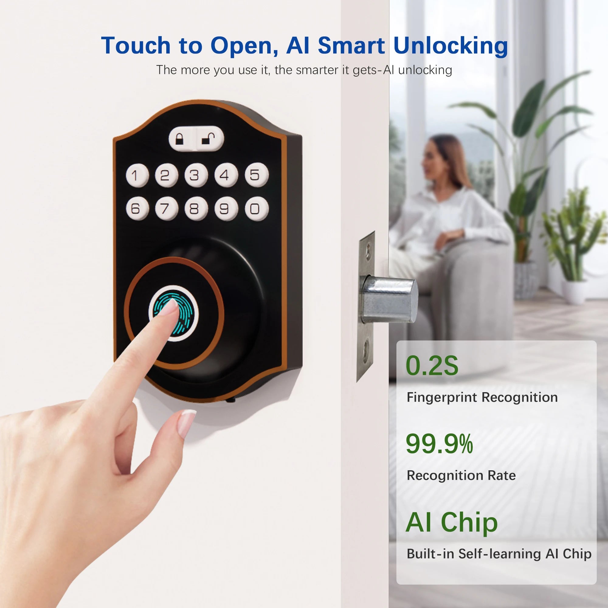Tuya WLAN Fingerprint Türschloss Smart Keyless
