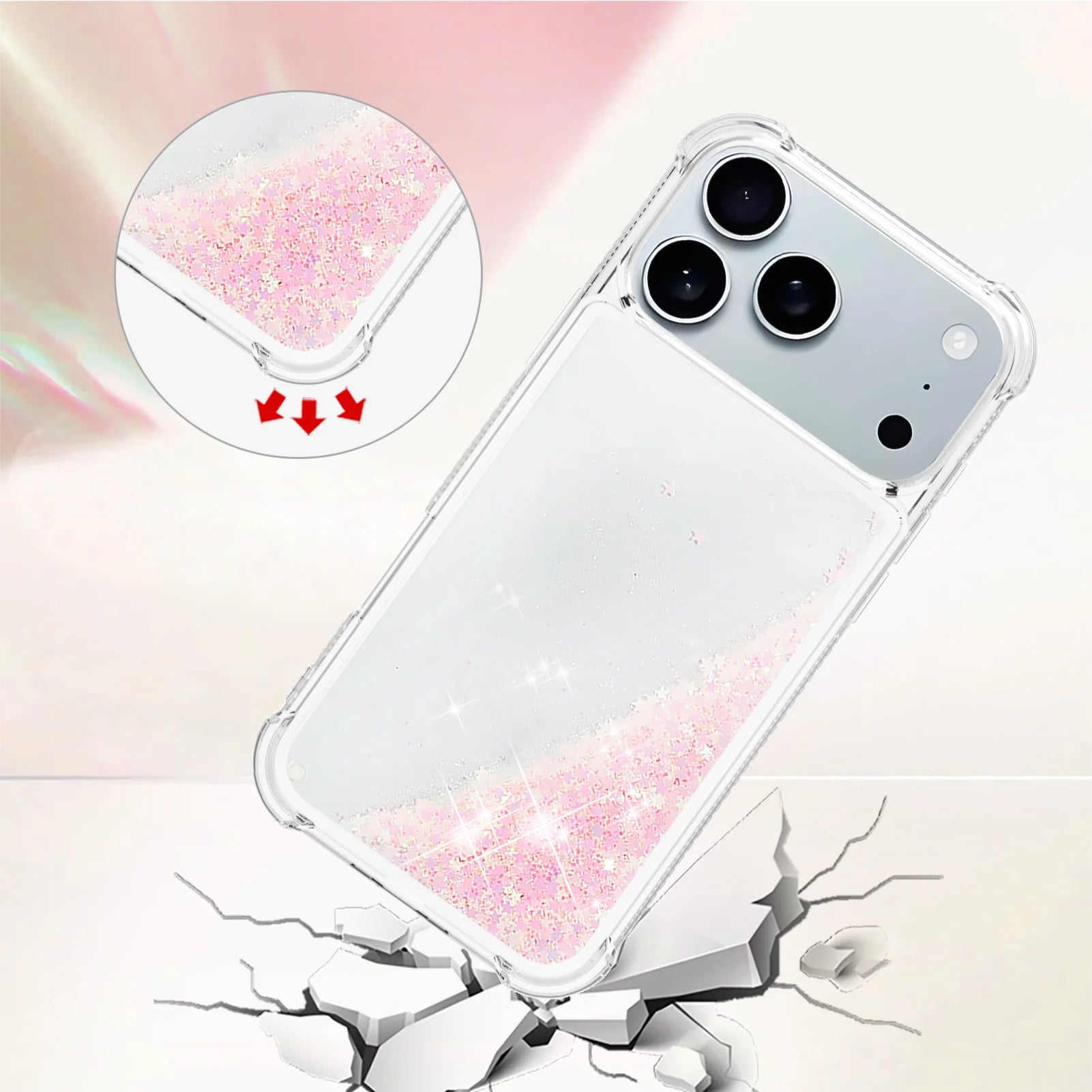 Klare Bling Glitter Treibsand Hülle für iPhone 17 Pro