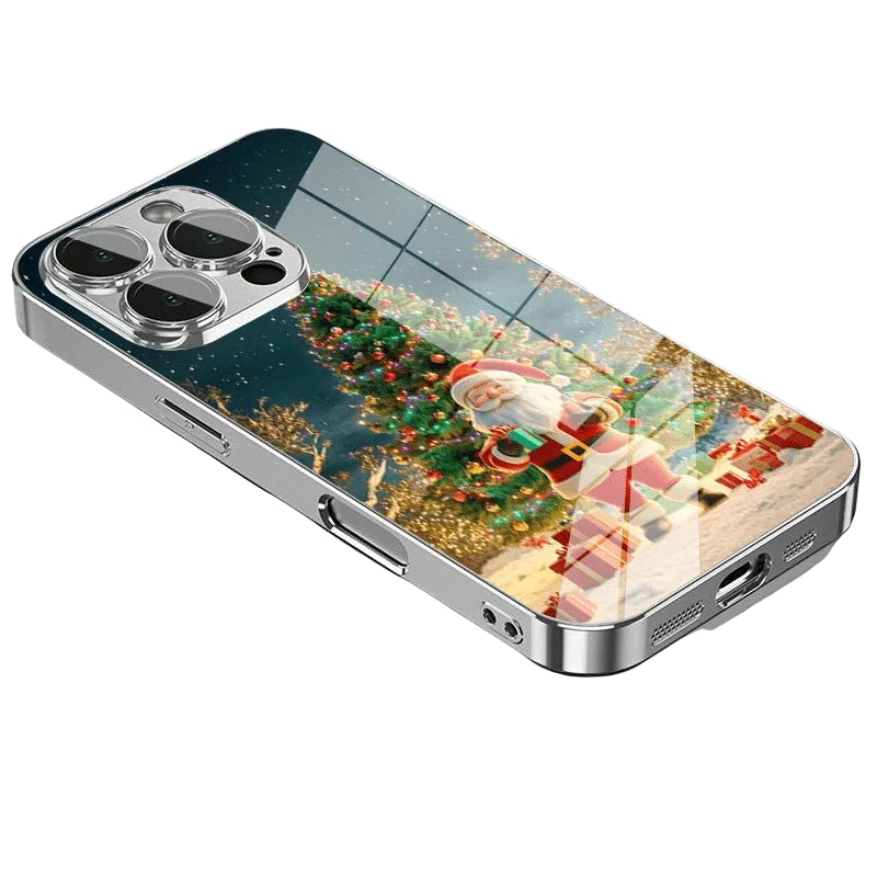 Weihnachtsmann Glas Hülle Silber für Samsung S25