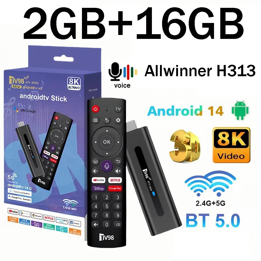 TV98 ATV Smart TV Stick 4K 8K Android 14