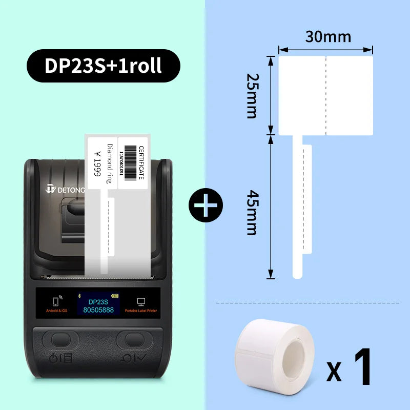 Detonger DP23S Bluetooth Barcode QR Code Etikettendrucker