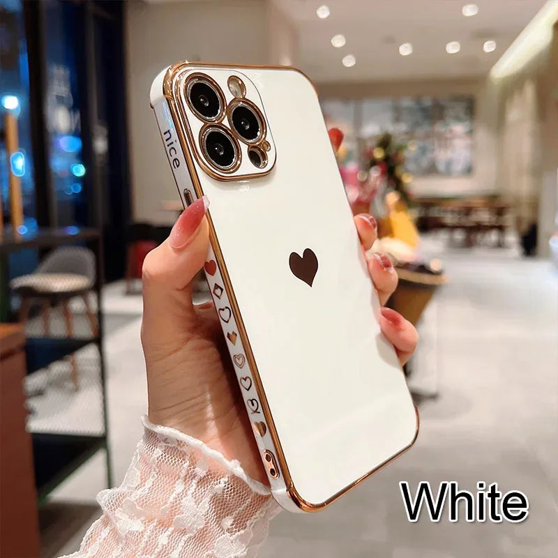 Shiny heart-shaped edge phone case for iPhone 17