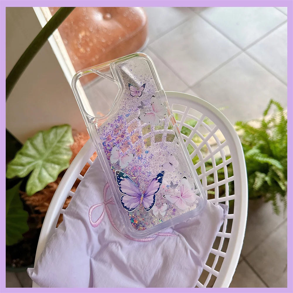 Leuchtende Glitzer Schmetterlingshülle für iPhone 17