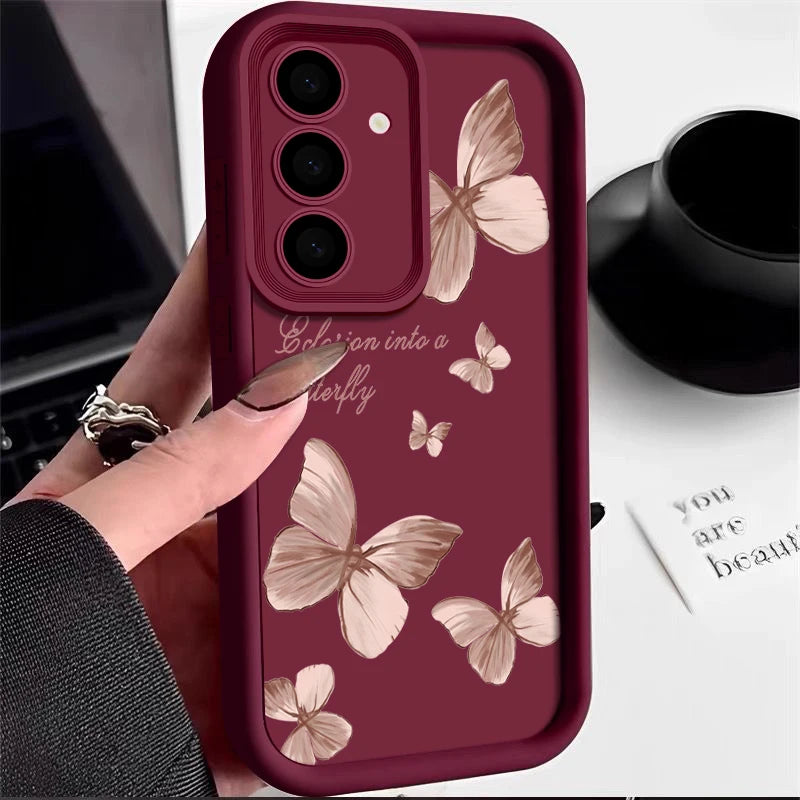 Für Samsung TPU Hülle Gold Schmetterling