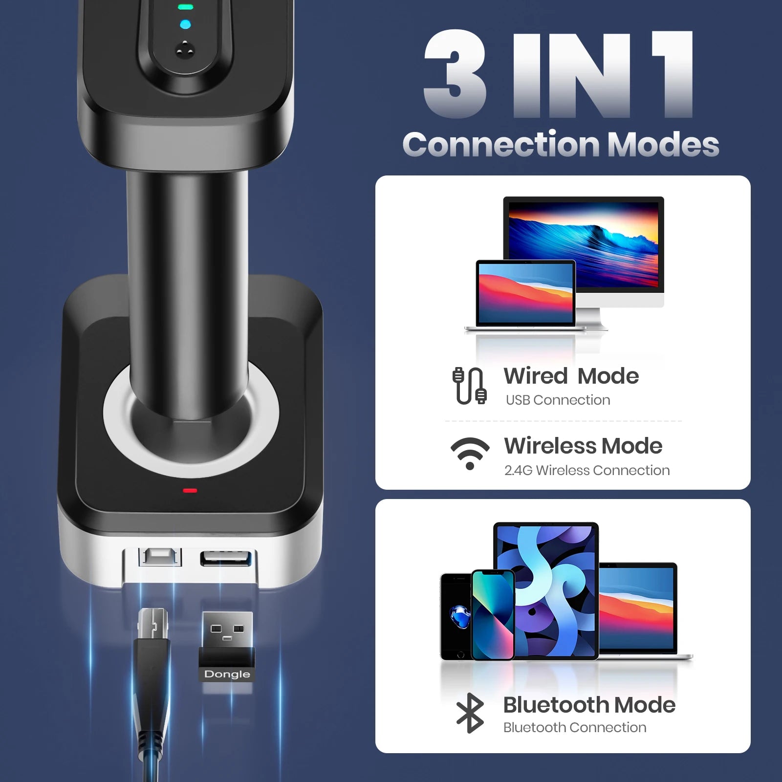 2D Bluetooth Barcode Scanner mit Auto-Sensing Funktion