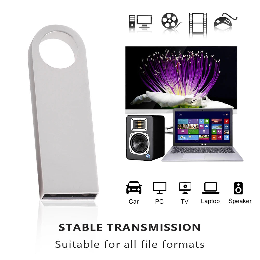 Bunter USB-Metall-Stick 4GB–128GB mit Schlüsselanhänger