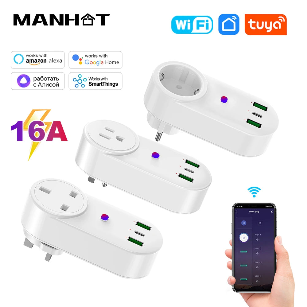 Smart WLAN Steckdose EU/UK/US USB Type-C 16A