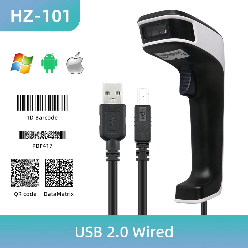 Kabelgebundener und Drahtloser 2D Barcode Scanner HZ-101WB