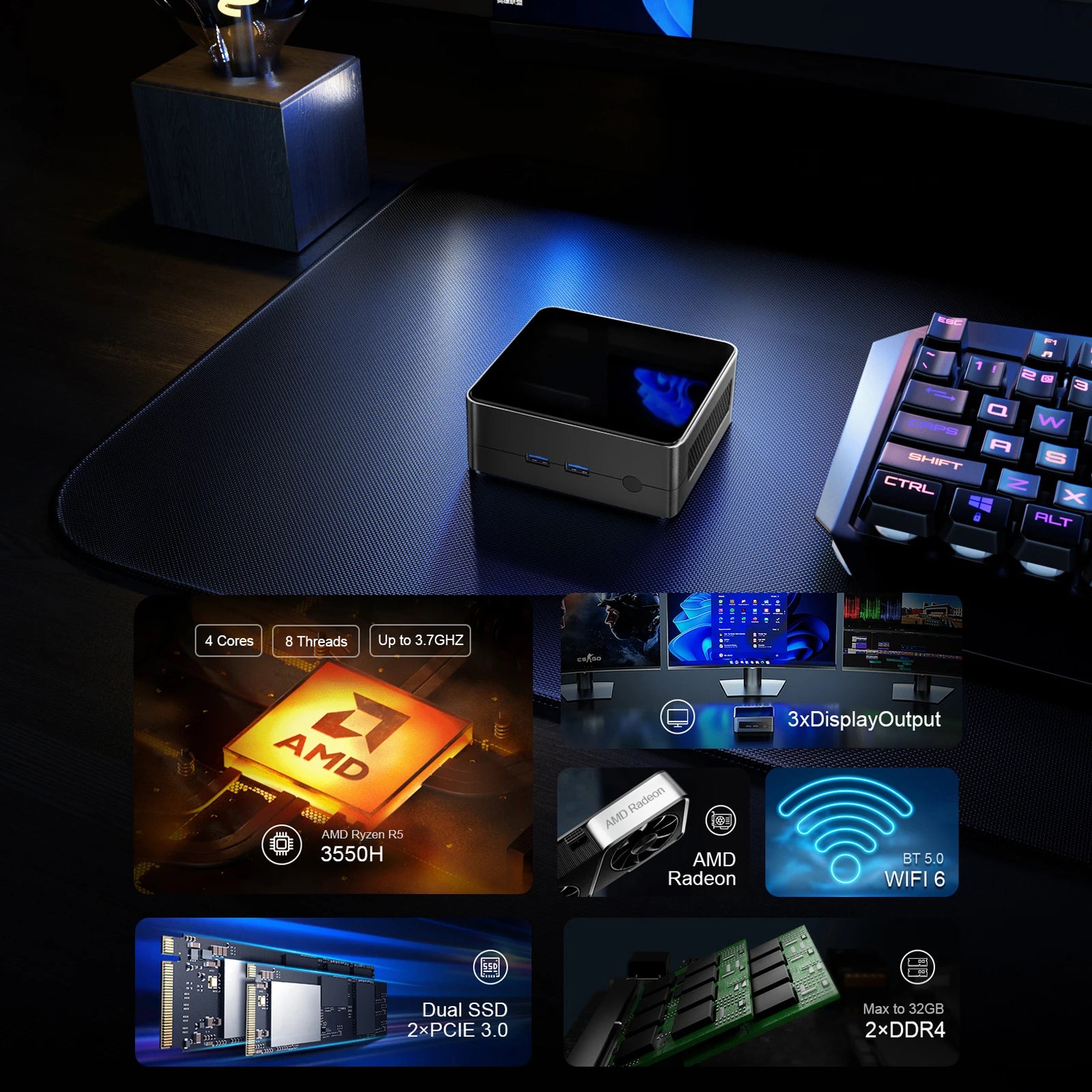 Leistungsstarker Gaming Mini-PC mit SSD & Windows 11