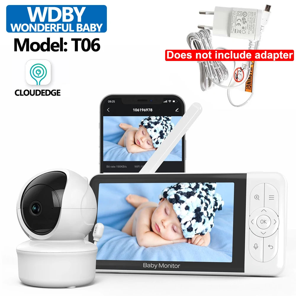 5 Zoll Baby Monitor 1080P PTZ Nachtsicht Temperatur
