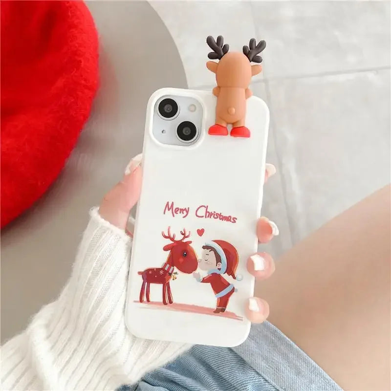 3D Weihnachts-Rentier TPU Hülle für iPhone 16 Pro Max