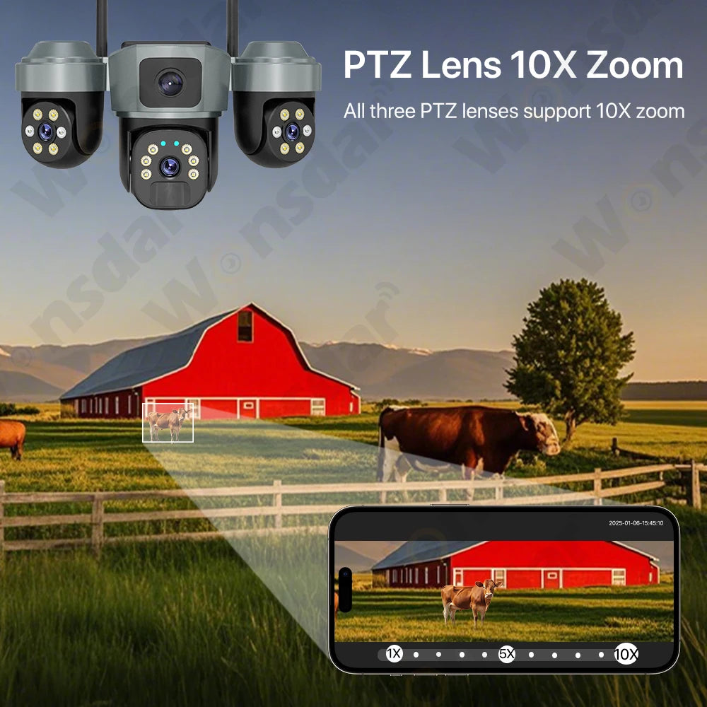 Outdoor Solar 4G PTZ Kamera 6K HD PIR Nachtsicht