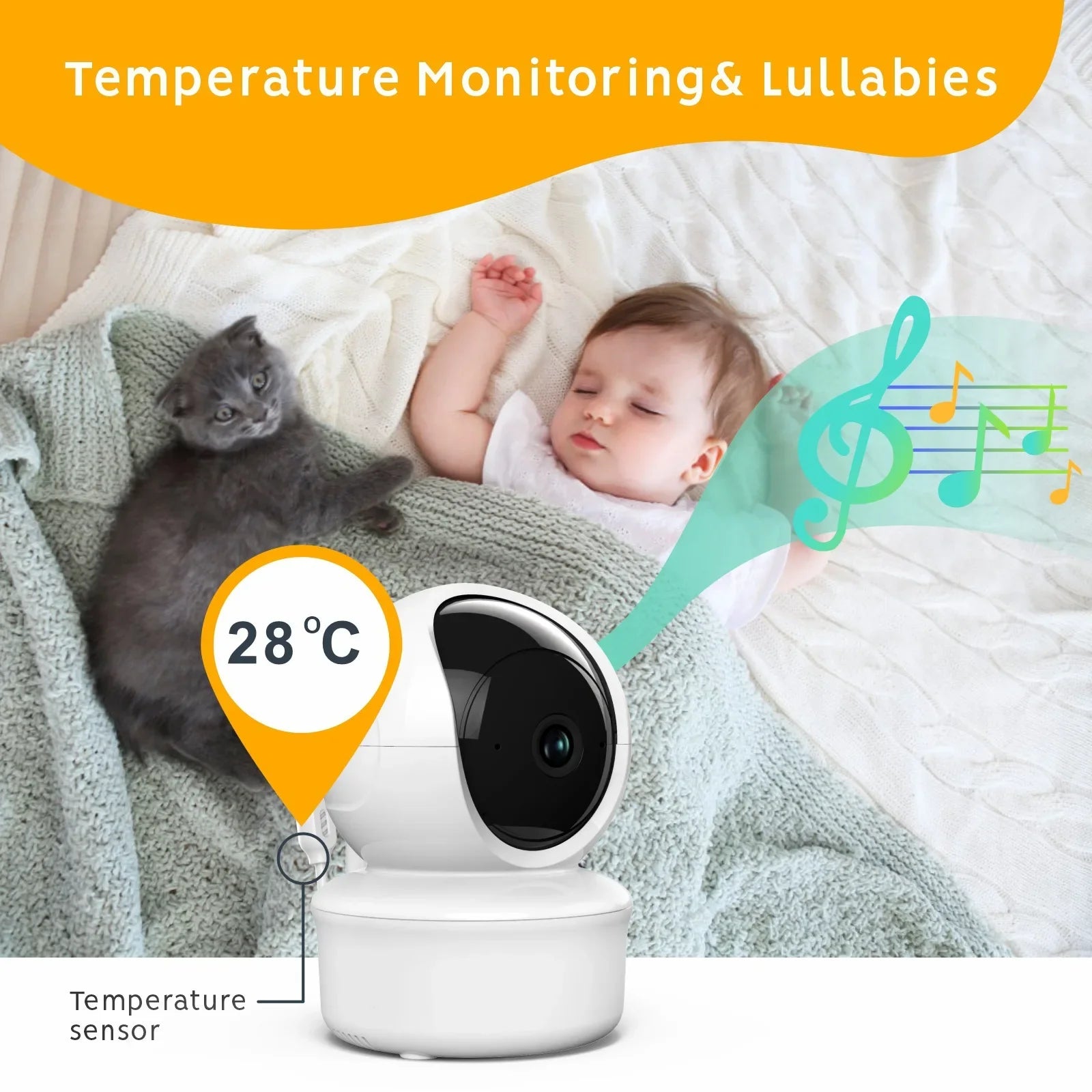 5 Zoll Baby Monitor 1080P PTZ Nachtsicht Temperatur