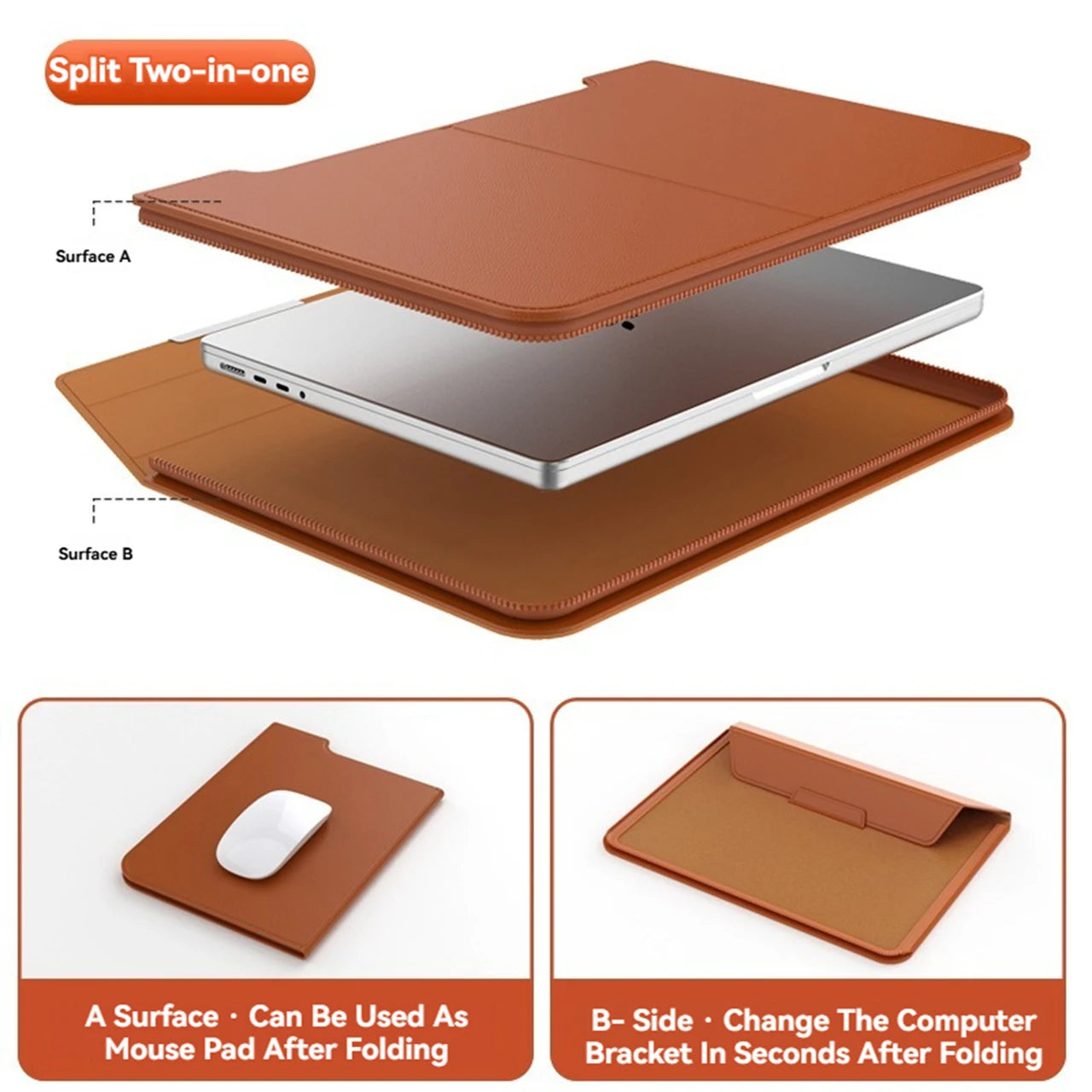 Personalized leather laptop case for MacBook