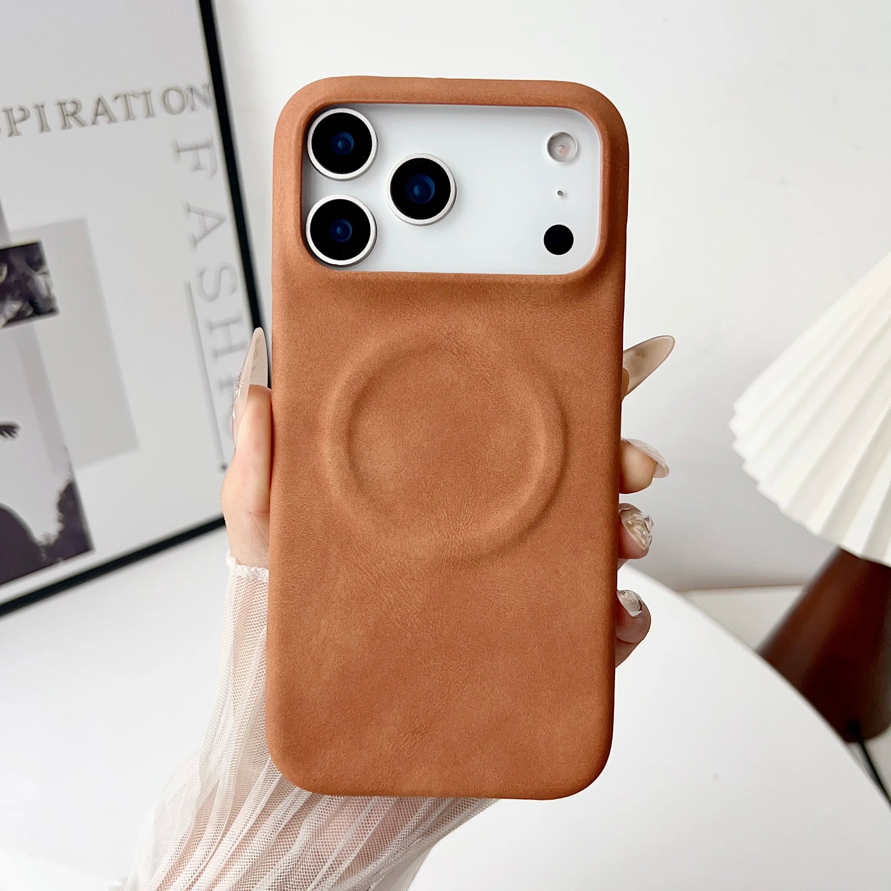 Retro Lederhülle Magnetisch für iPhone mit Magsafe