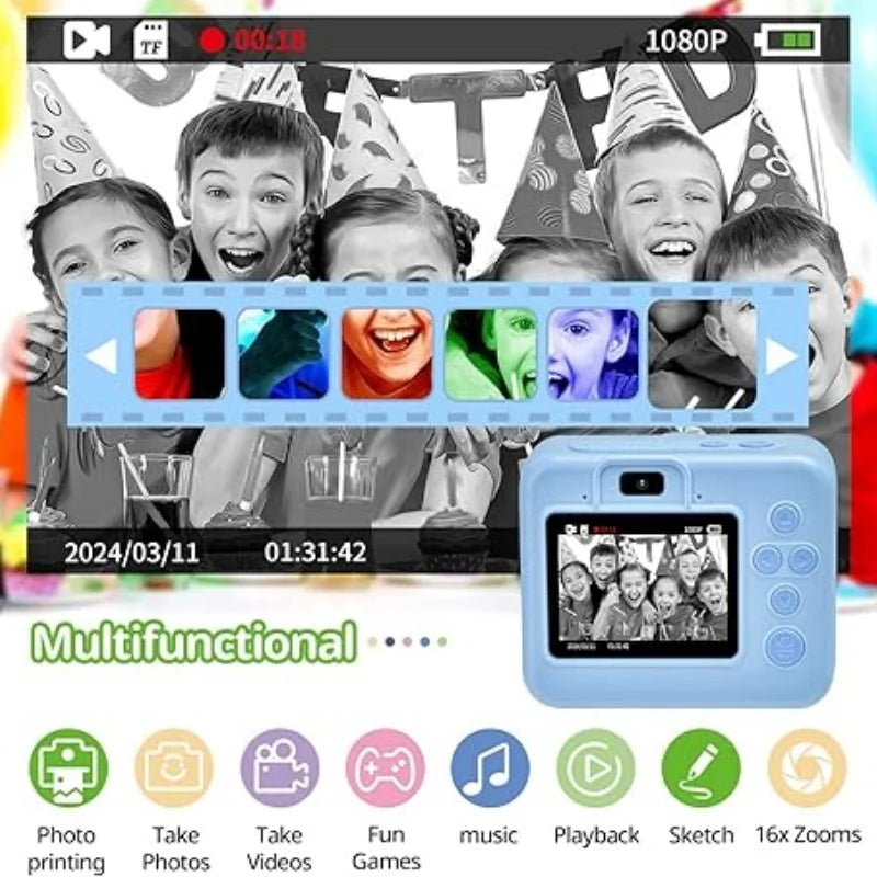 Digitale Kinderkamera Mini Drucker 2,8 Zoll HD Video