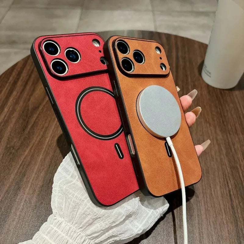 Magnetische matte Lederhülle iPhone 17 Pro Max