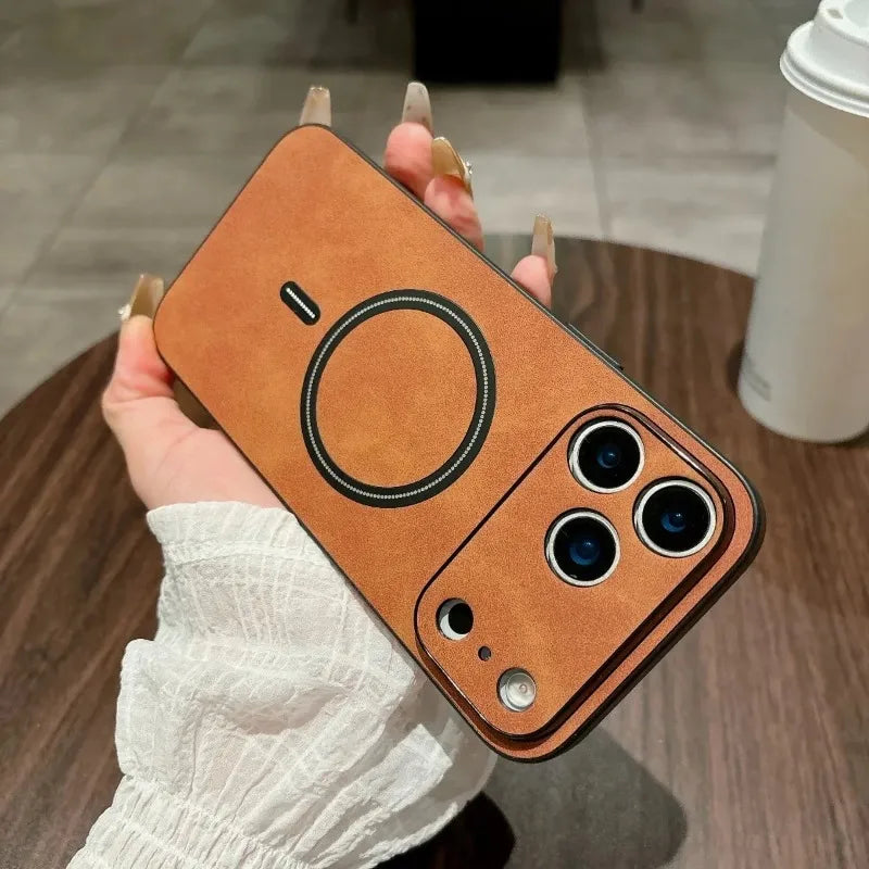 Magnetische matte Lederhülle iPhone 17 Pro Max