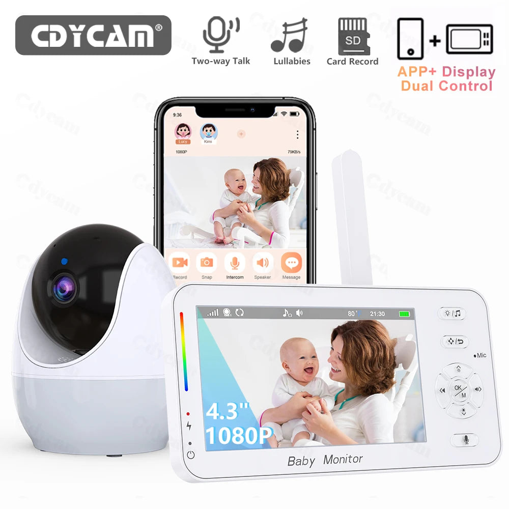 1080P HD WLAN Baby Monitor 4,3 Zoll mit App