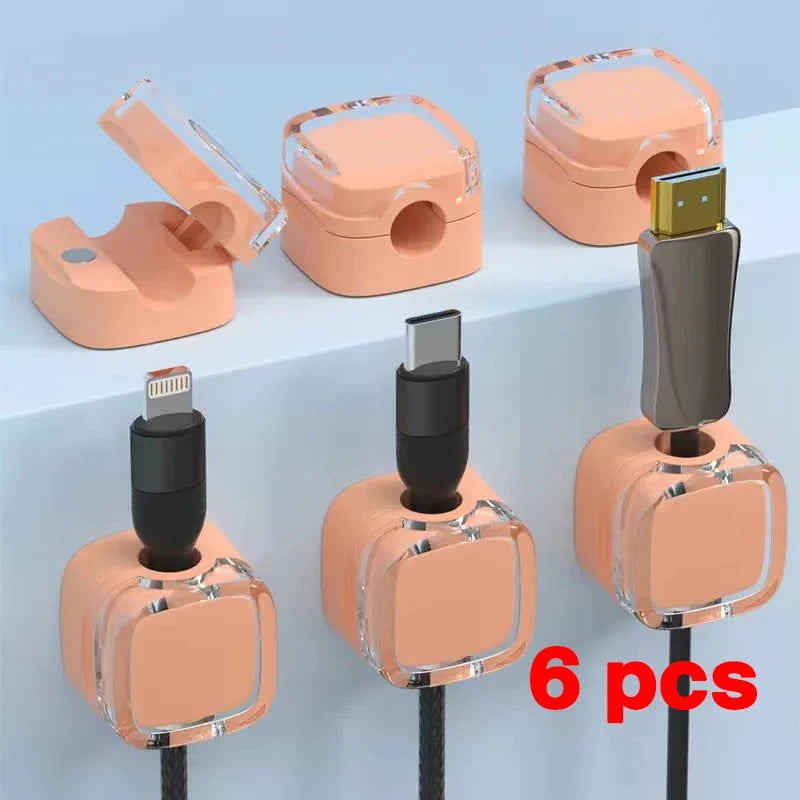 Magnetic cable clips for desk and office