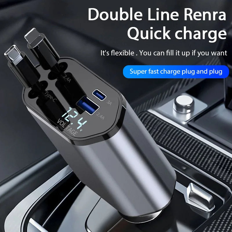 4-in-1 120W Auto Ladegerät USB-C Schnellladen