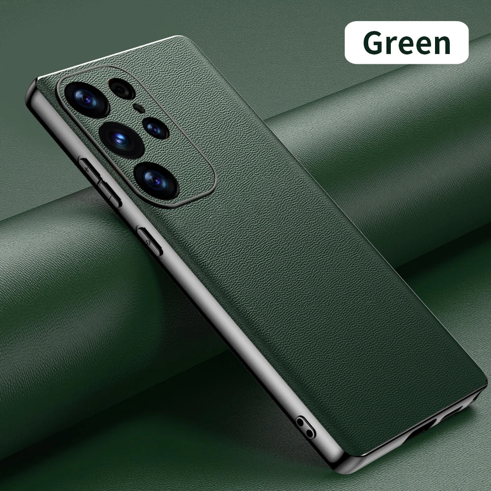 Luxus Leder Handyhülle für Samsung S25 360 Schutz