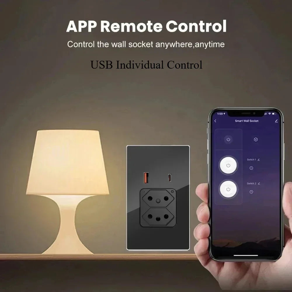 Smart WiFi power outlet Brazil with USB-C 30W