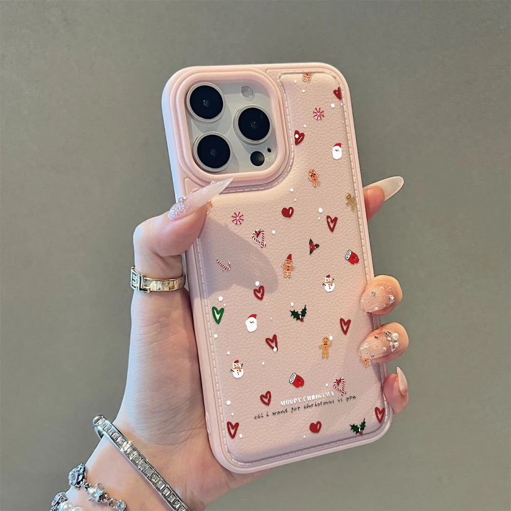 Weihnachts Handyhülle Leder Silikon für iPhone 17 Pro Max