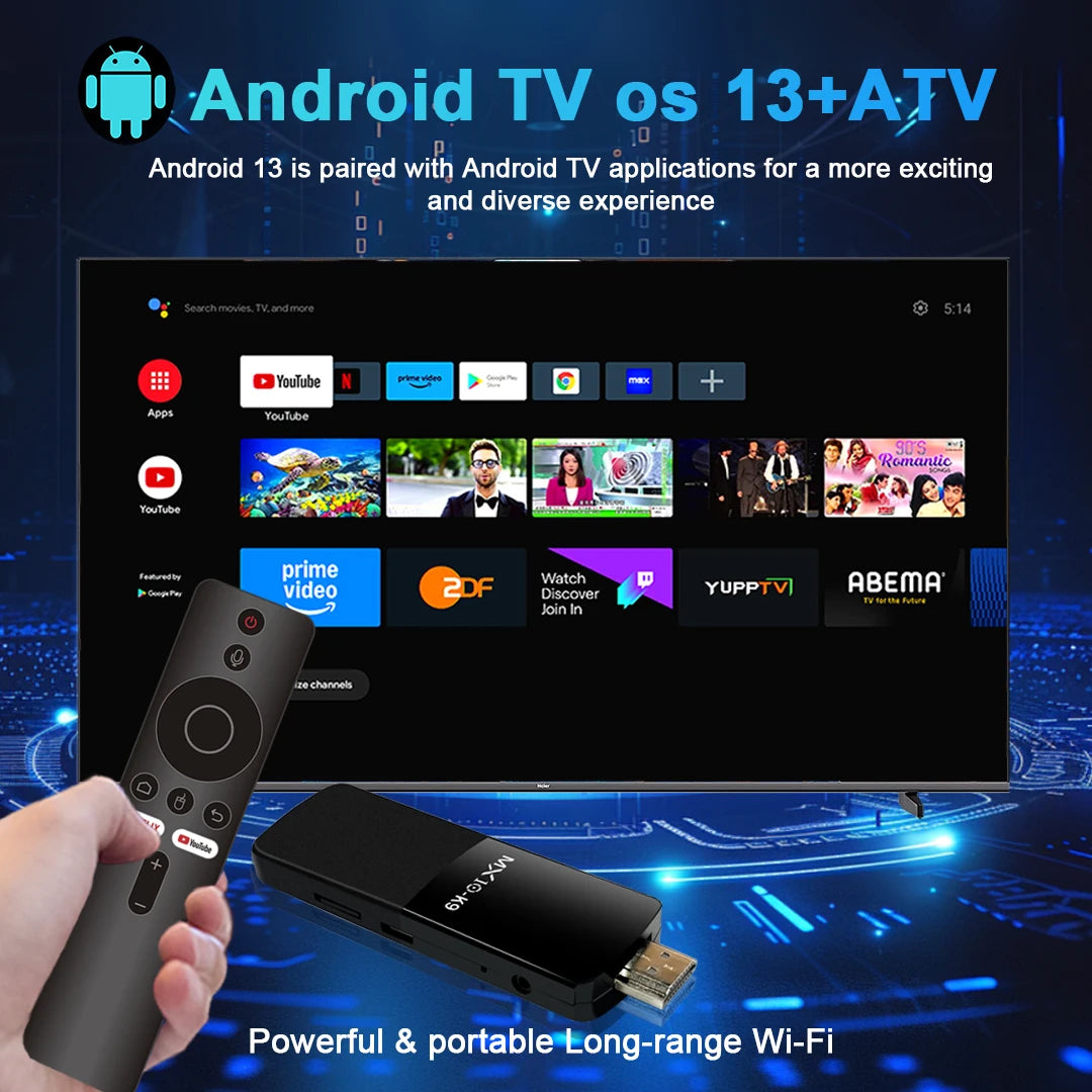 4K TV Stick MX10 K9 Plus Android 13 Smart Box