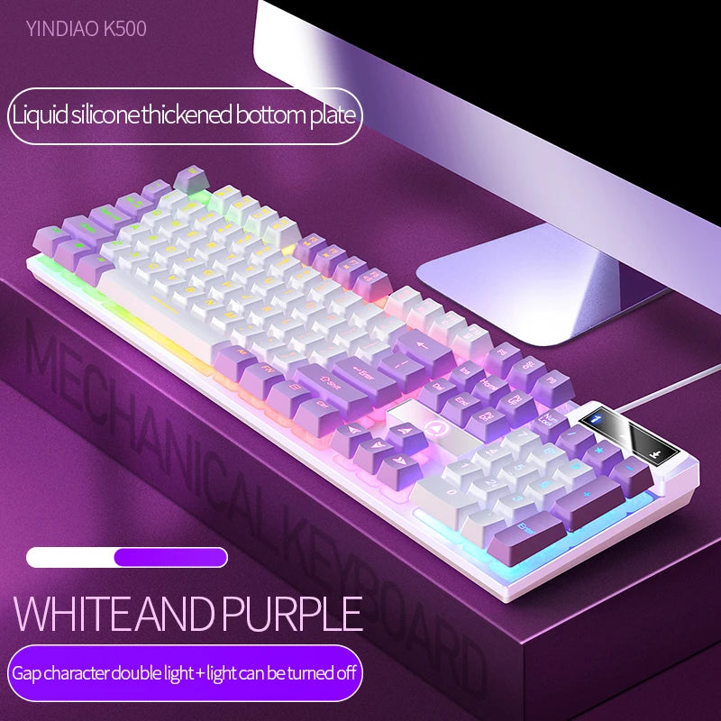 K500 Rosa Gaming-Tastatur, 104 Tasten, kabelgebunden
