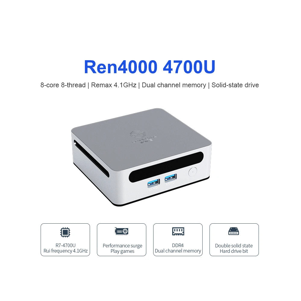 GenMachine Ren4000 Ryzen 7 Mini-PC 64GB WiFi6 NUC