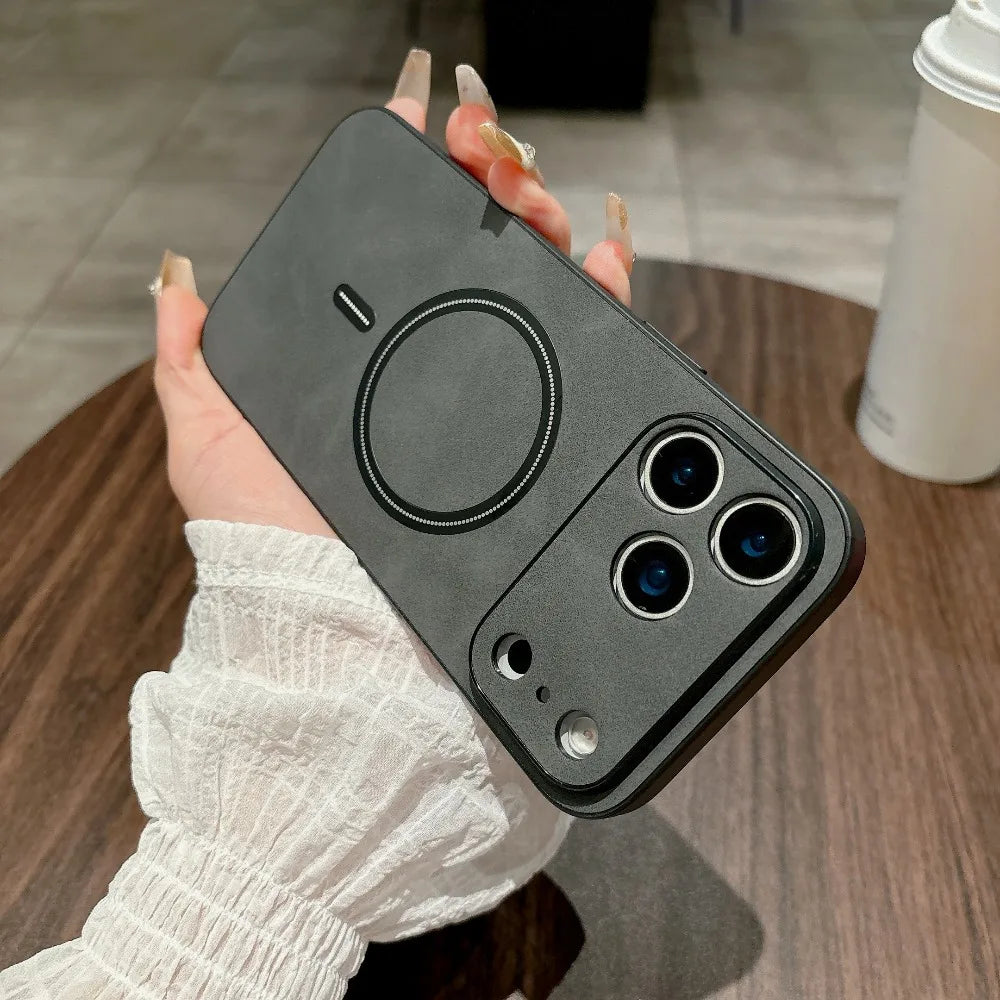 Magnetische matte Lederhülle iPhone 17 Pro Max