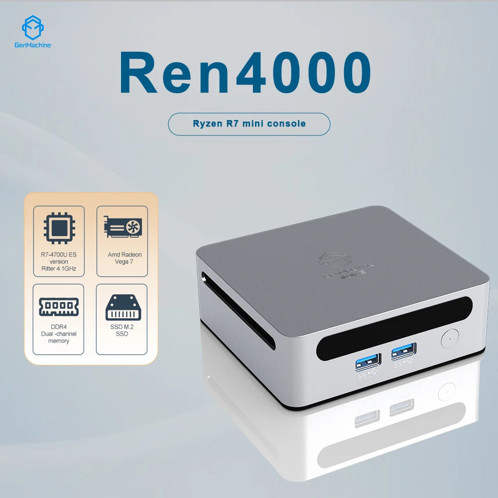 GenMachine Ren4000 Ryzen 7 Mini-PC 64GB WiFi6 NUC