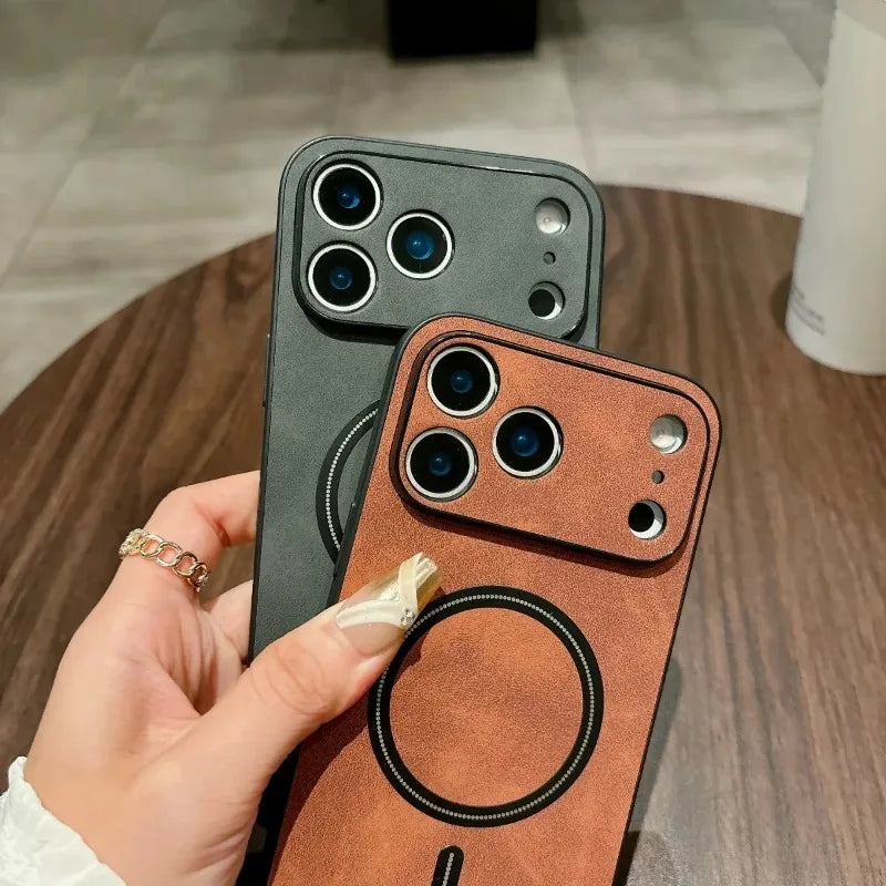 Magnetische matte Lederhülle iPhone 17 Pro Max