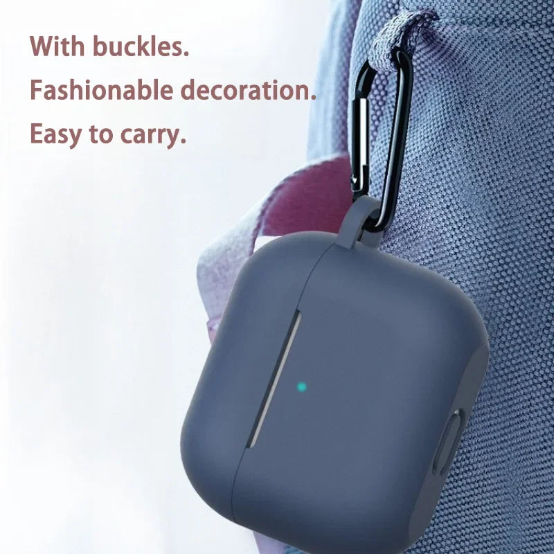 Silicone protective case with buckle for AirPods series