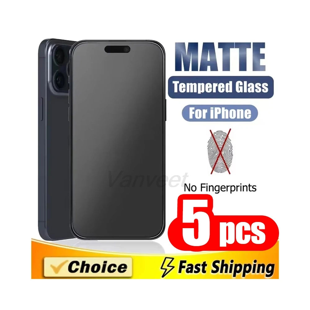 5er Set Mattes Anti-Spy Panzerglas für iPhone 17 Pro Max