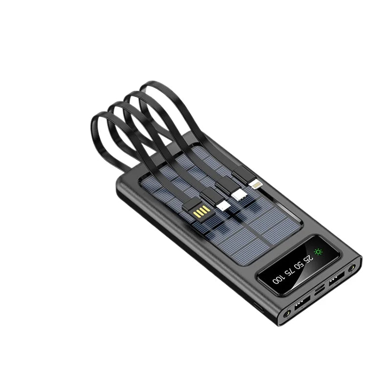 Tragbare 20000mAh Solar Powerbank mit 4 Kabeln