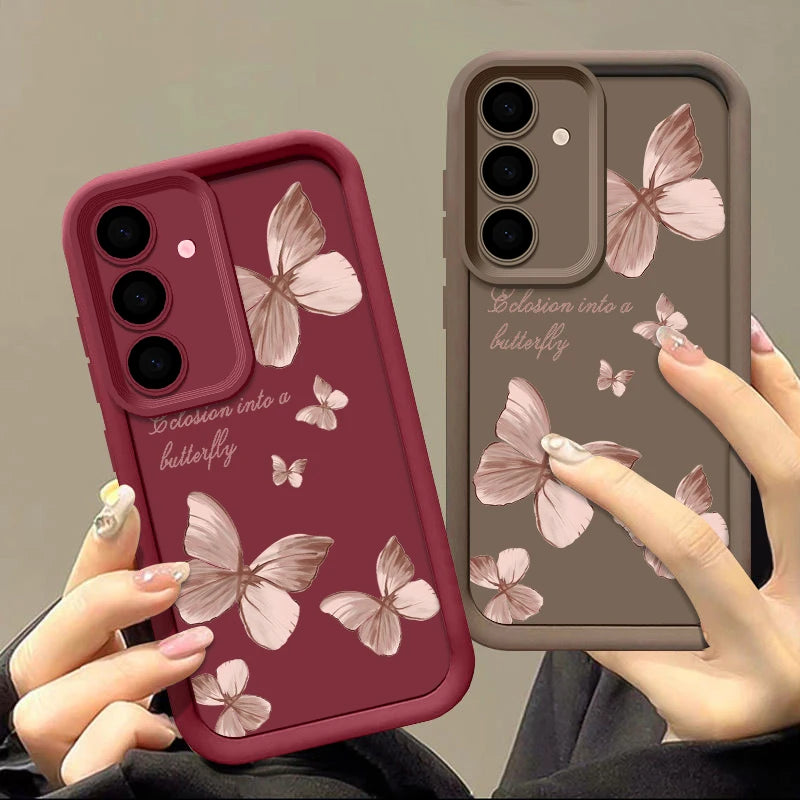 Für Samsung TPU Hülle Gold Schmetterling