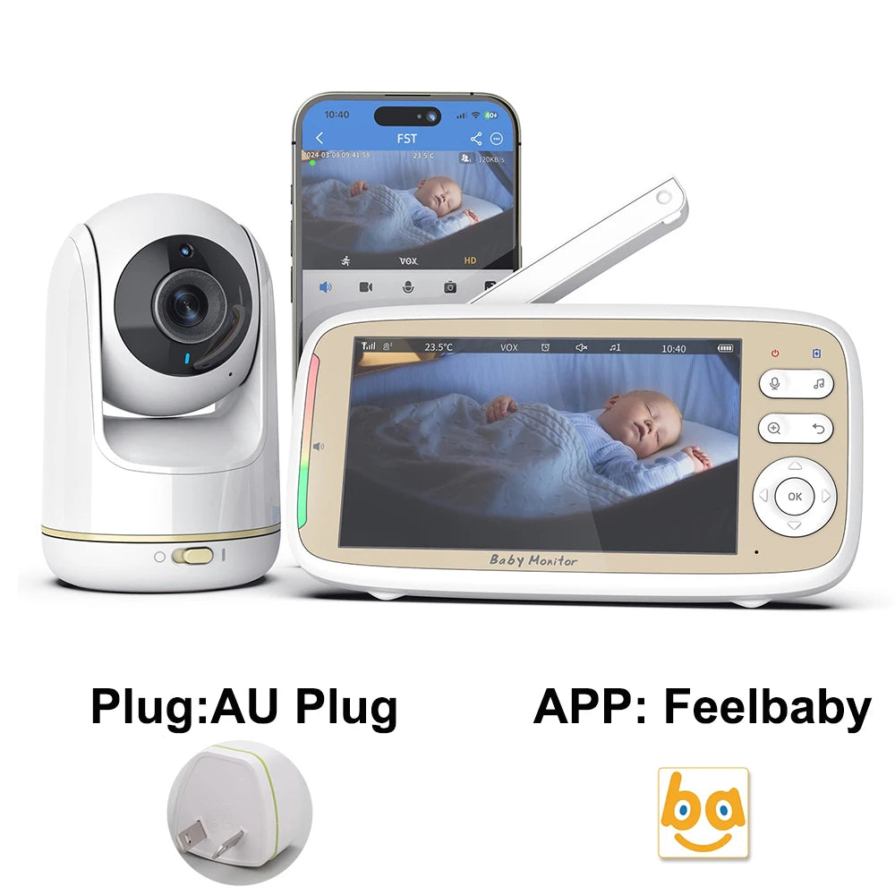 HD 1080P Babyphone mit Zwei-Wege-Audio, PTZ und Temperaturüberwachung