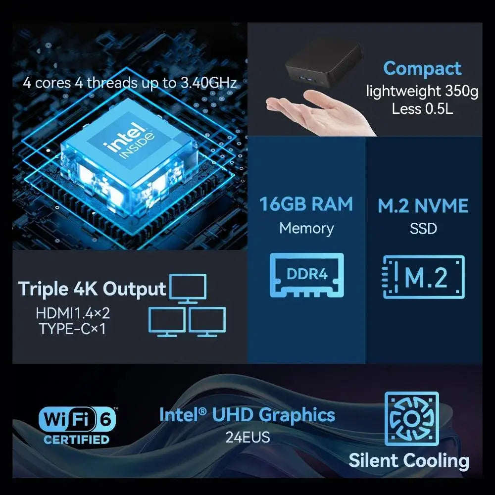 Windows 11 Pro Mini-PC Intel Core i9 16GB 1TB SSD Gaming