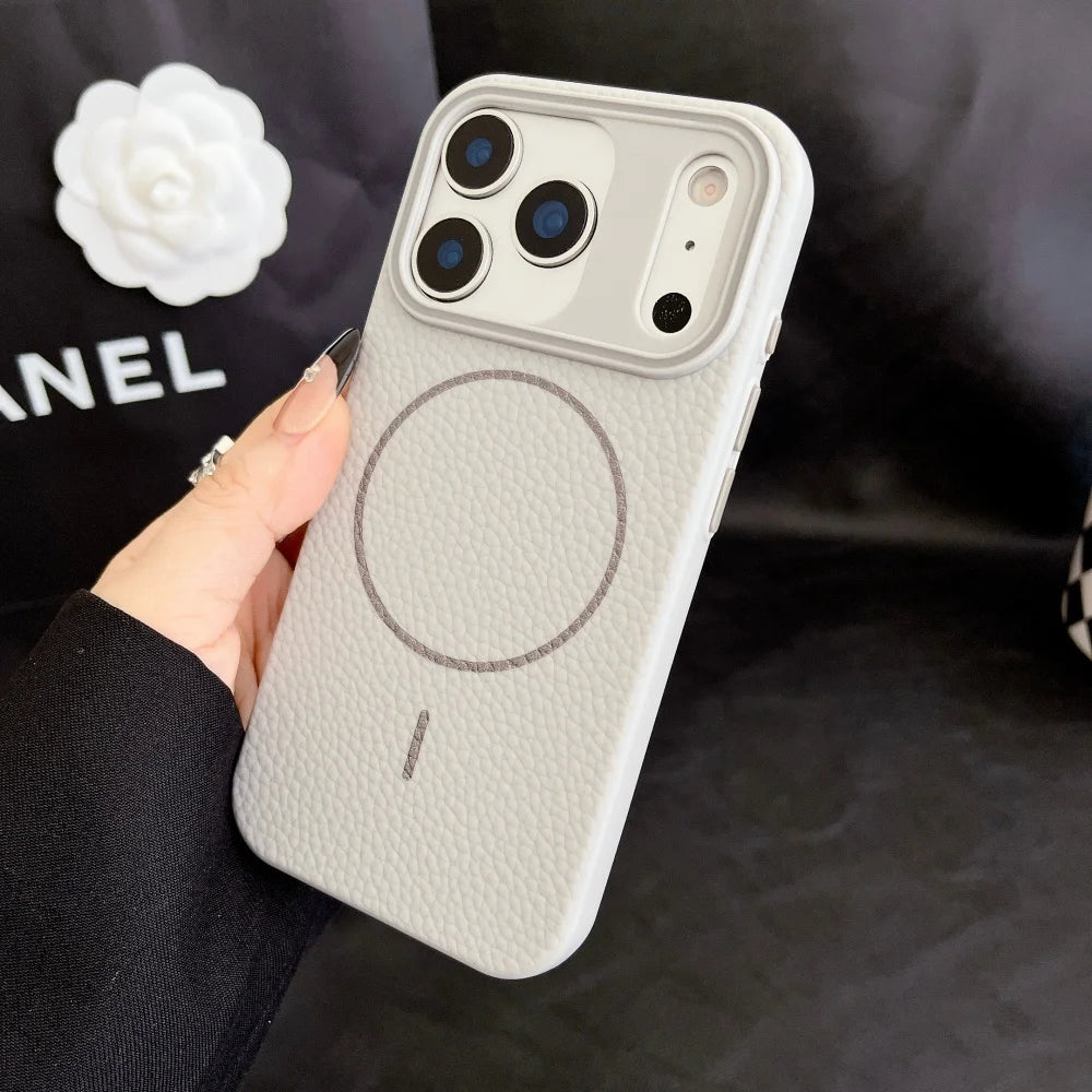 Luxus Leder Magnetische Magsafe Hülle Business TPU