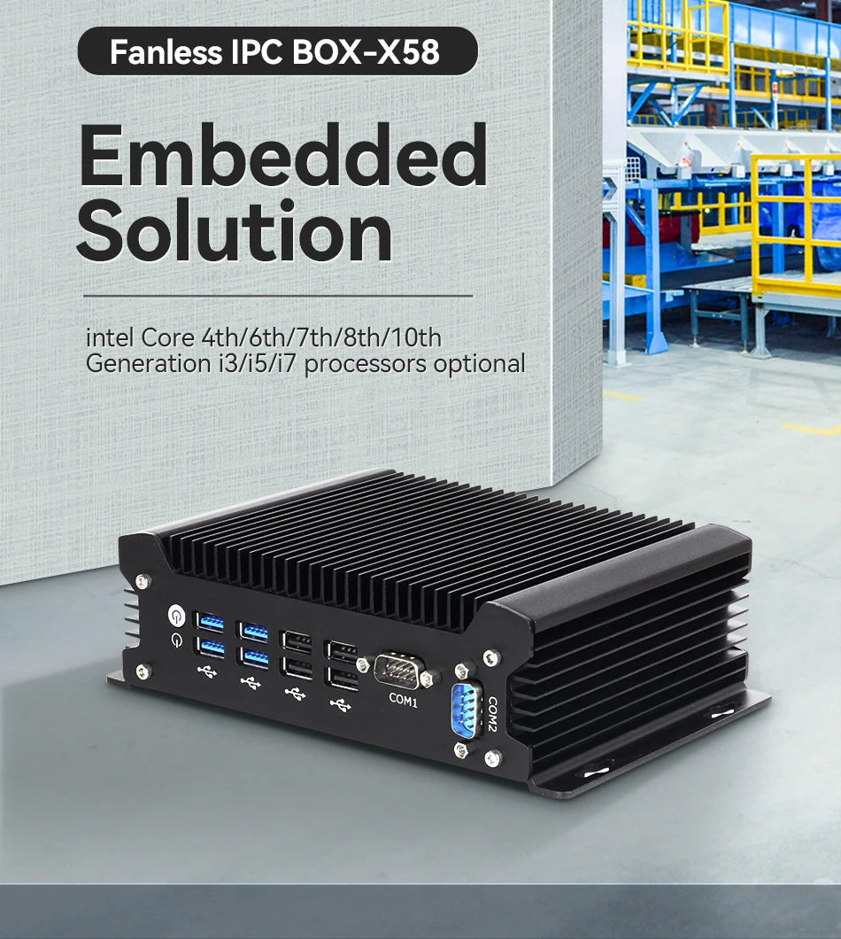 Lüfterloser Mini-PC i5-1235U 12. Gen, 2x LAN, WLAN