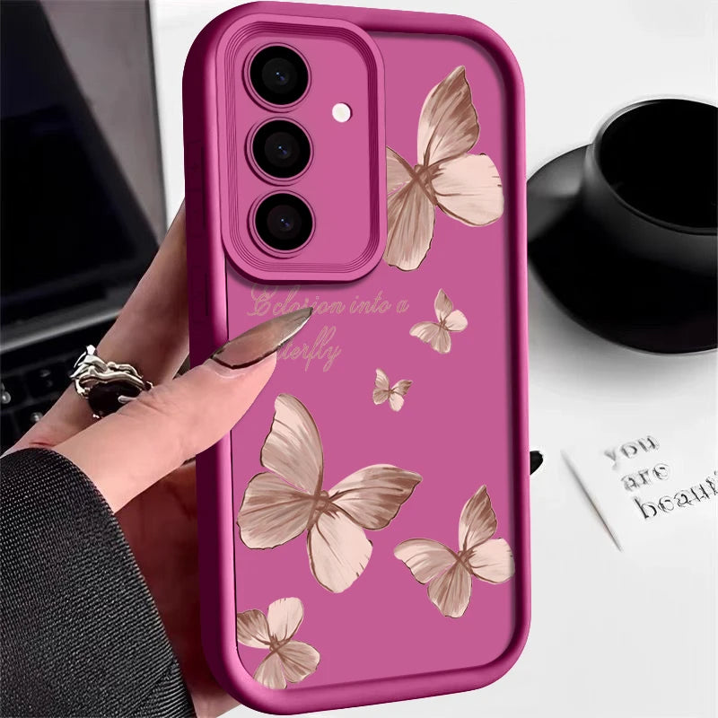 Für Samsung TPU Hülle Gold Schmetterling