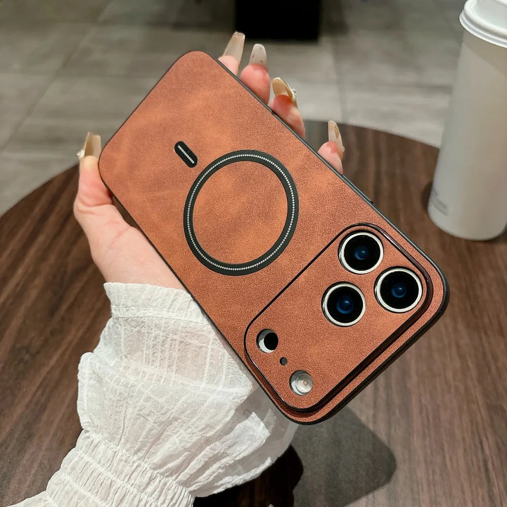 Magnetische matte Lederhülle iPhone 17 Pro Max