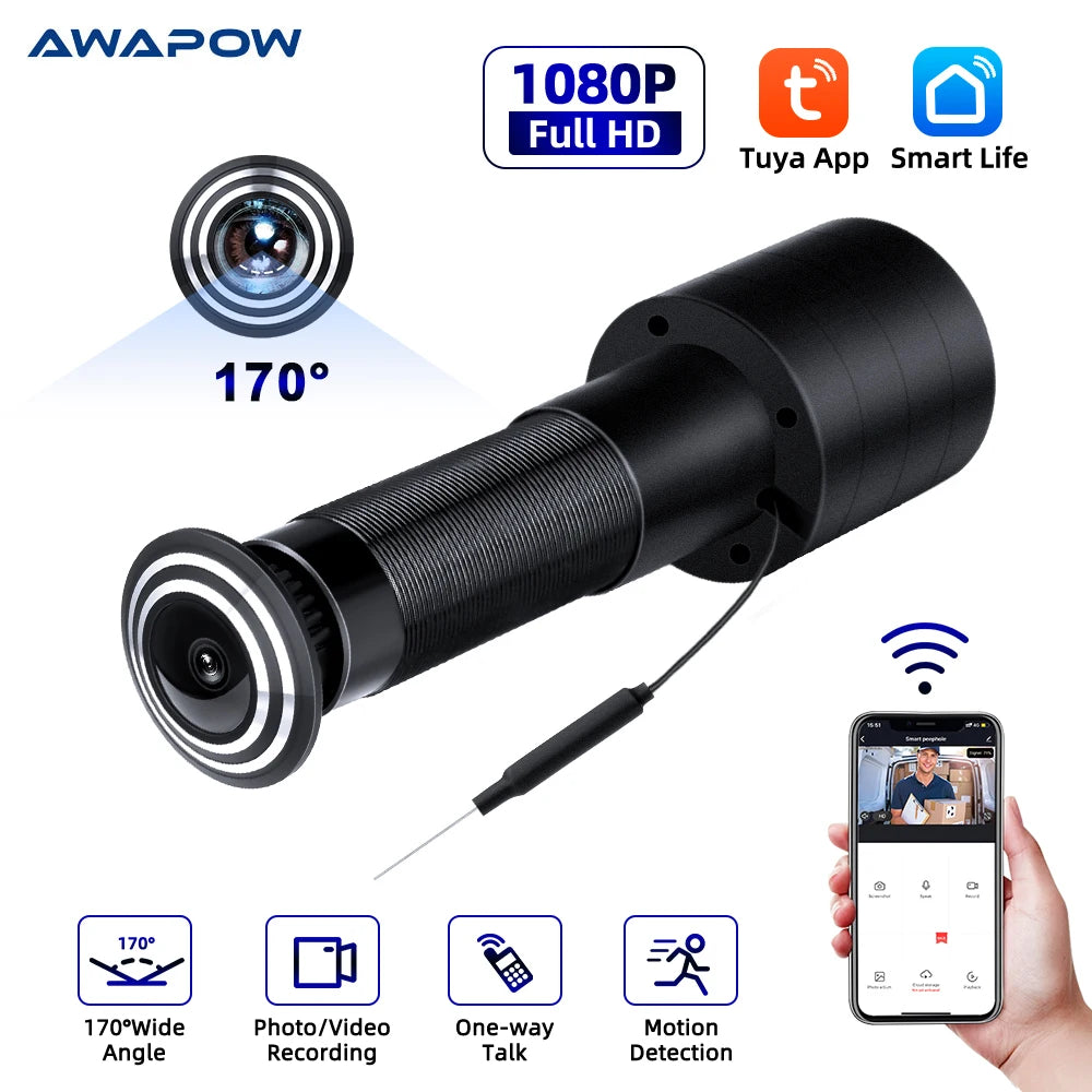 Awapow Tuya WiFi Türspion Kamera 1080P 170° Weitwinkel