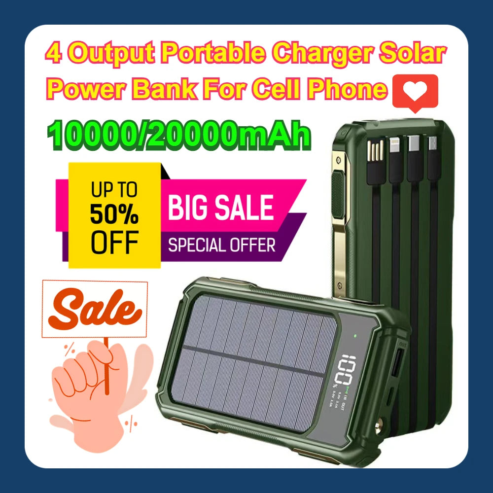Solar Powerbank 20000mAh 4-fach USB Ladegerät